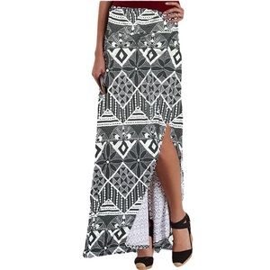 Black and White Print Maxi Skirt